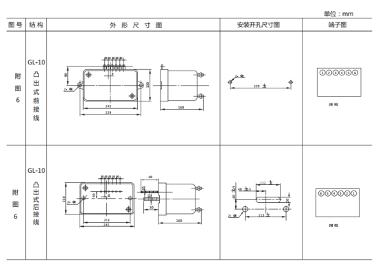 GL-21過(guò)流繼電器外形結(jié)構(gòu)及安裝尺寸圖片