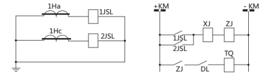JSL-11繼電器構成的二相式定時限保護的原理圖