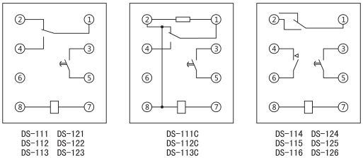 DS-111時間繼電器內(nèi)部接線及外引接線圖(背視圖)圖片