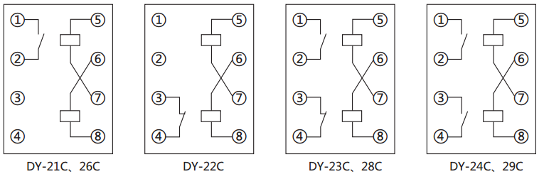 DY-21C、D電壓繼電器內(nèi)部接線圖